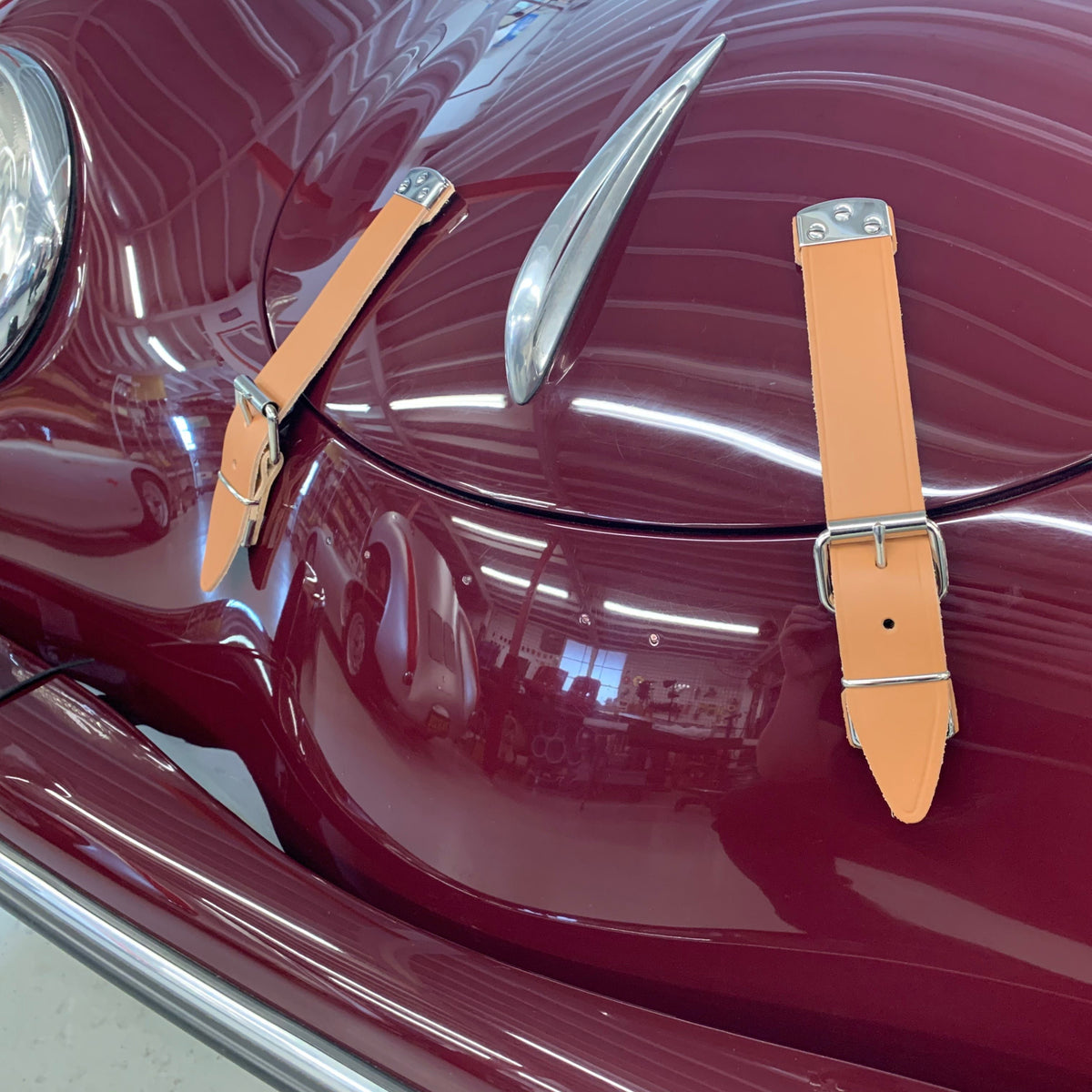 BE - ポルシェ 356 GT スタイル レザー フード ストラップ キット