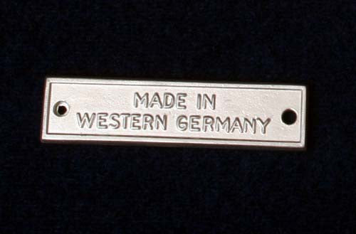 Made in Western Germany ID Plate